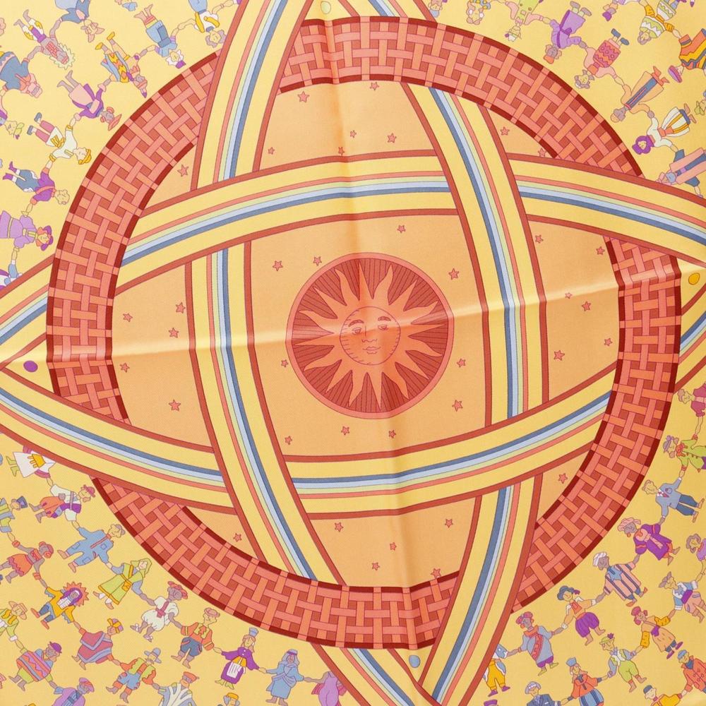 HERMES Carre 90 DONNER LA MAIN Silk Scarf Orange Multicolor - Picture 5 of 5